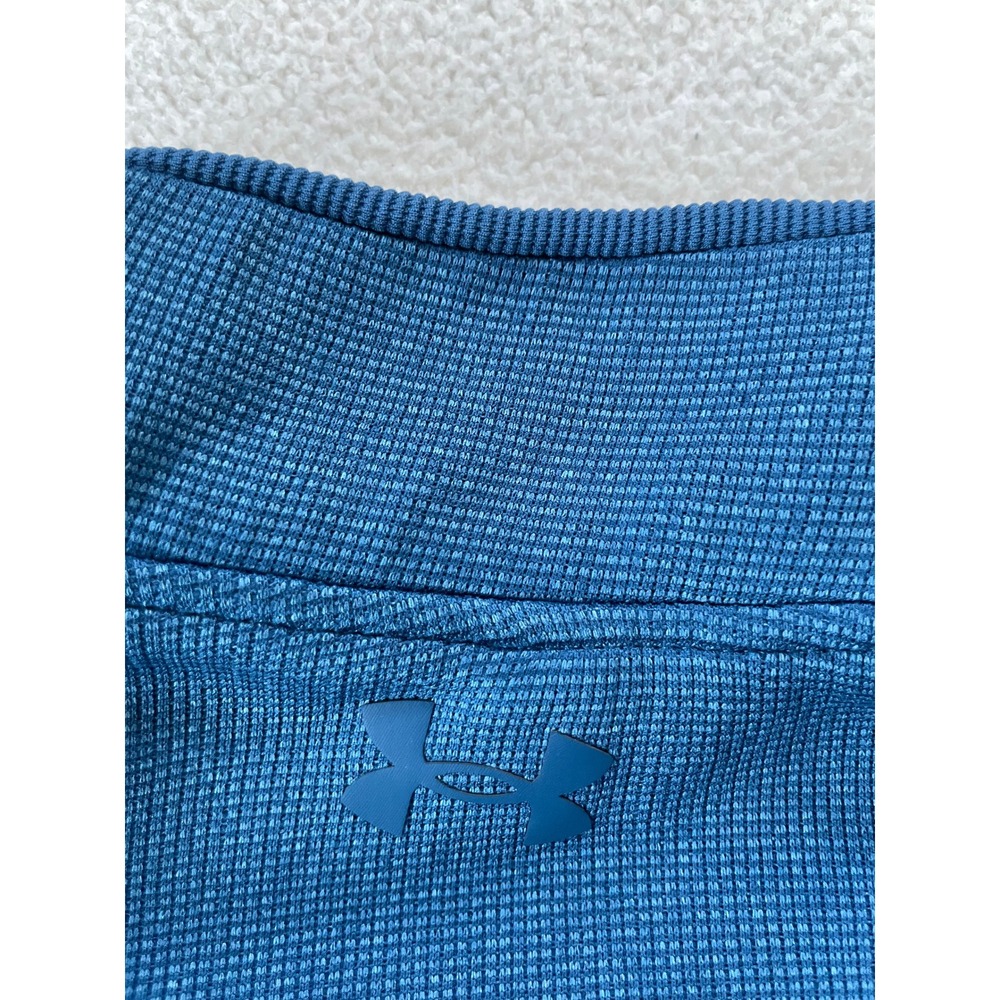 Under Armour Mens 2XL Pullover Blue Golf 1/4 Zip Textured Knit Loose Fit - Picture 14 of 15